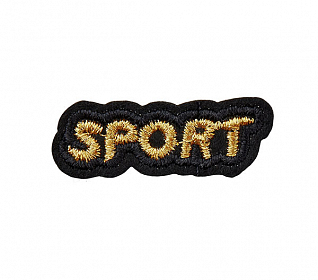 Термоаппликация "Sport" черно-золотой 38х12мм LA573