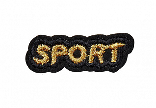 Термоаппликация "Sport" черно-золотой 38х12мм LA573